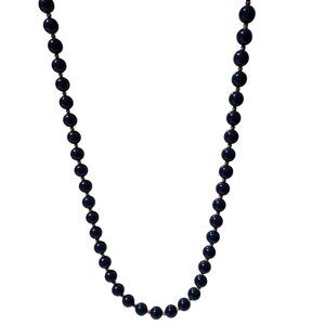 Vintage Elegant Navy Blue Beaded Necklace Retro 50s 60s Fashion Jewelry Women
